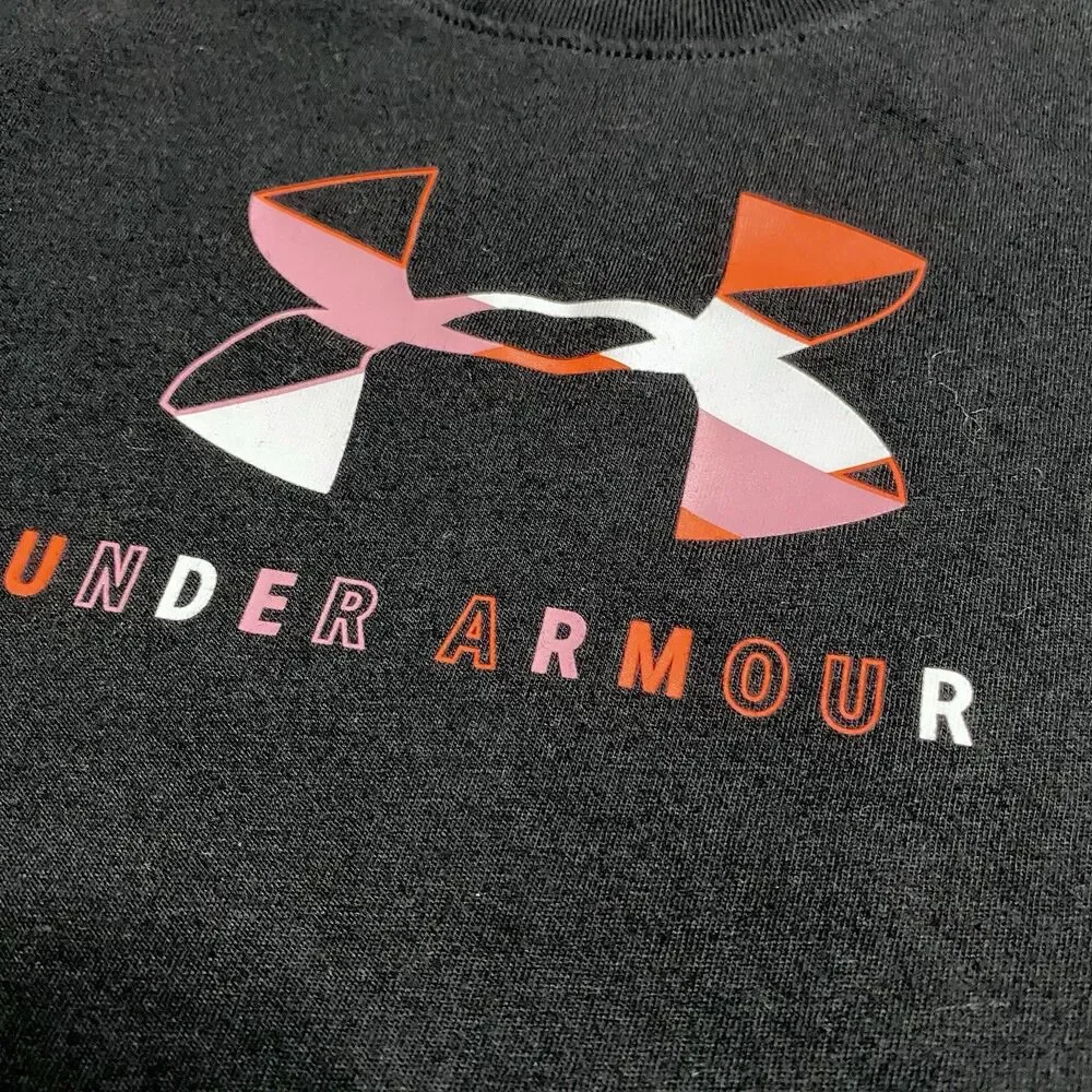 Under Armour Black Pink Graphic Logo Short Sleeve Shirt Size 3T